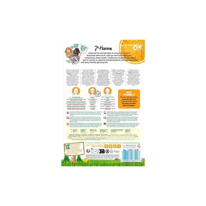 7th Heaven Nutriactive Vitamin C Sheet Masks Brightening - Pack of 5