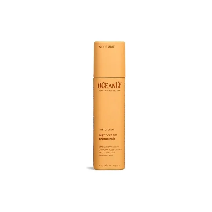 ATTITUDE Oceanly Night Cream Stick EWG Verified Plant and Mineral-Based Ingredients Vegan Skin Care Products PHYTO GLOW Unscented 30 grams