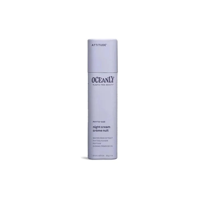 ATTITUDE Oceanly Night Cream Stick EWG Verified Plant and Mineral-Based Ingredients Vegan Skin Care Products PHYTO AGE Unscented 30 grams