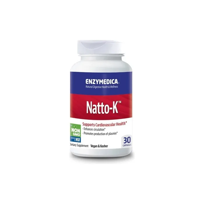ENZYMEDICA Natto-K Therapeutic Enzymes Supplements Nattokinase Systemic Proteolytic Enzymes Blend for Cardiovascular Health Gut Health Supplement Vegan 30 Capsules