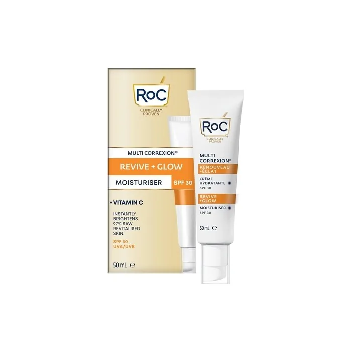 Roc Multi Correxion Revive + Glow Moisturiser SPF 30 with Vitamin C for Hydration and Sun Protection