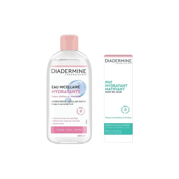 Diadermine Hydrating Micellar Water and Moisturizing Mattifying Day Cream Face Routine