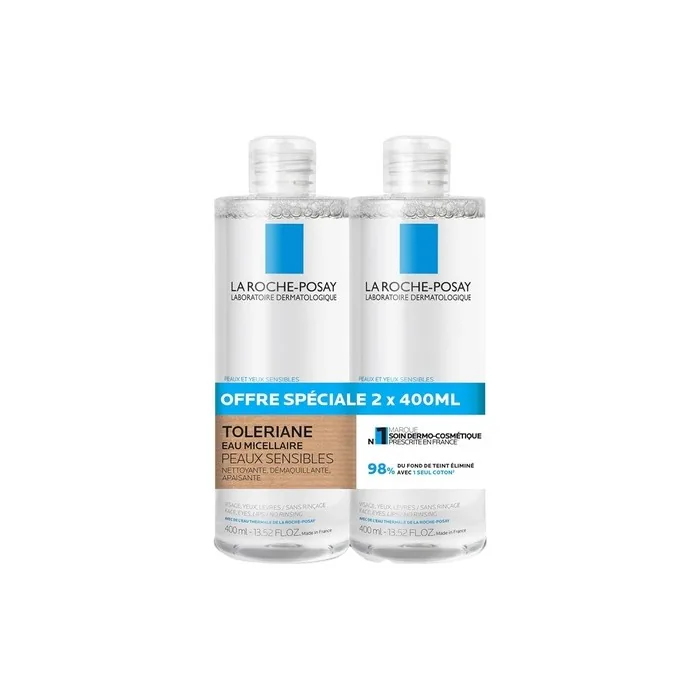 La Roche-Posay Toleriane Micellar Water for Sensitive Skin 400ml - Pack of 2