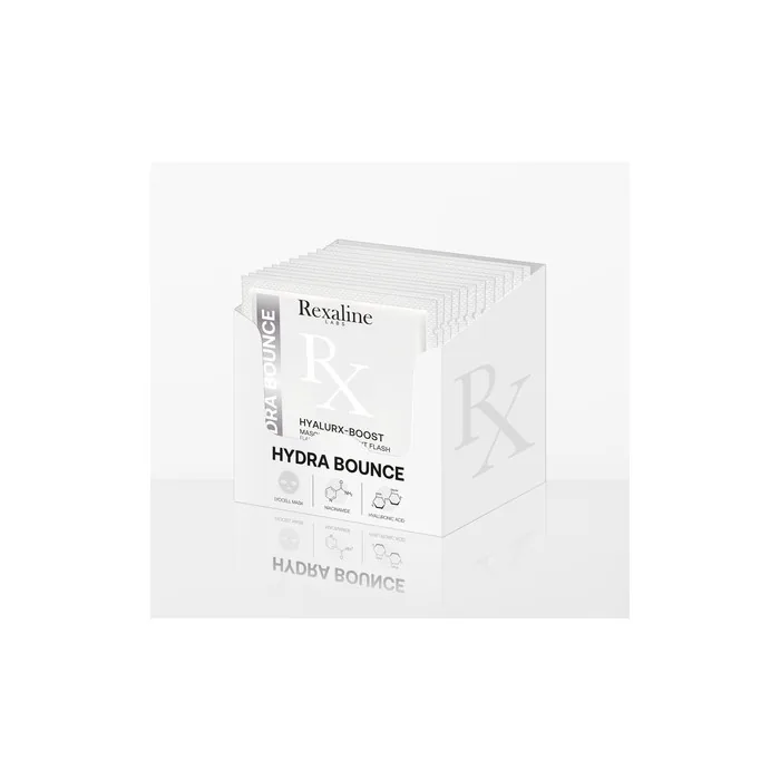 Rexaline HYALURX-BOOST Moisture Flash Sheet Masks with Hyaluronic Acid and Niacinamide - 12 Pack