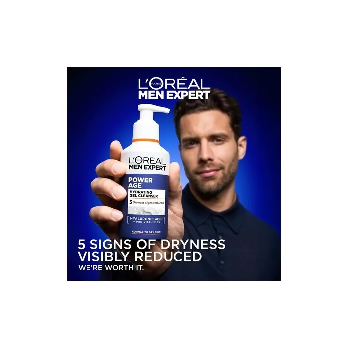 L'Oréal Men Expert Power Age Hydrating Gel Cleanser - Visibly Reduces Tightness