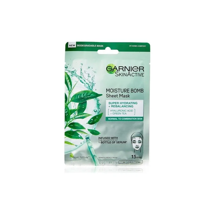Garnier Moisture Bomb Green Tea and Hyaluronic Acid Sheet Mask 28g