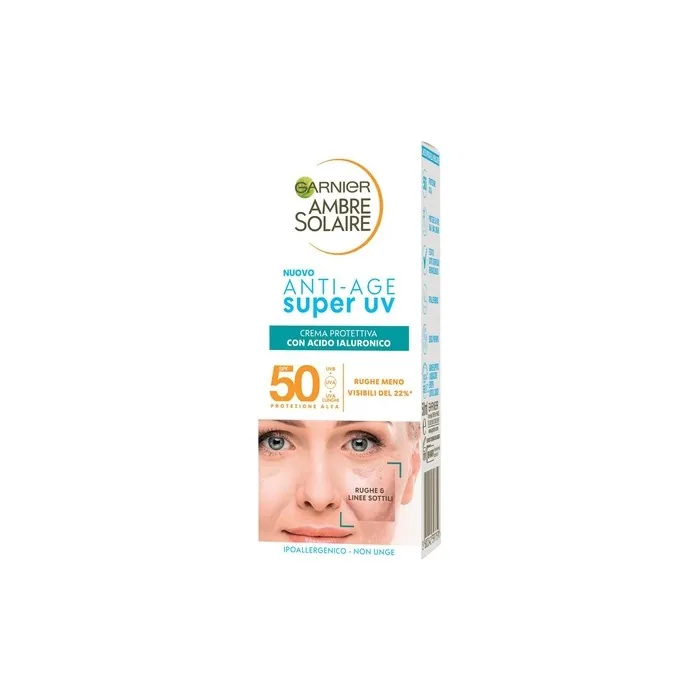 Garnier Ambre Solaire Antiage Super Uv Protection Face Cream For Sensitive Skin Spf 50 With Hyaluronic Acid 50ml