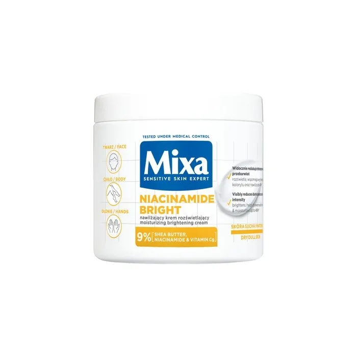 Mixa Niacinamide Bright Moisturizing And Illuminating Cream For Face, Body, And Hands - 400ml