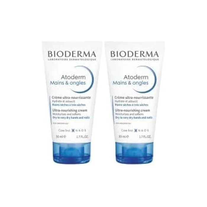 Bioderma Atoderm Ultra-Nourishing Cream for Hands and Nails 50ml - Pack of 2