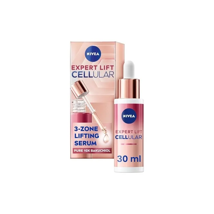 NIVEA Cellular Expert Lift 3-Zone Lifting Serum 30ml Face Serum with Pure 10x Bakuchiol Visibly Reduces Wrinkles Lifts Contours and Tightens Skin