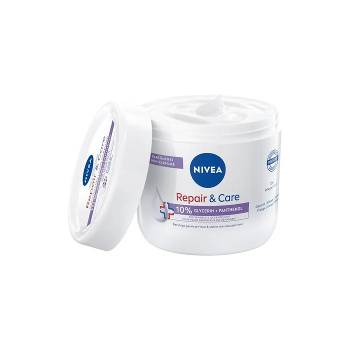 NIVEA Repair & Care Fragrance-Free Cream Moisturizing Non-Greasy Body Cream Fast Absorbing Lotion with Panthenol & Glycerin for Sensitive Itchy Skin 400ml