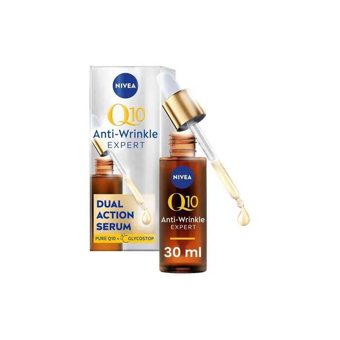 NIVEA Q10 Anti-Wrinkle Expert Dual Action Serum 30ml Anti-Ageing Face Serum for Women with Pure Q10 Visibly Reduces and Prevents Wrinkles
