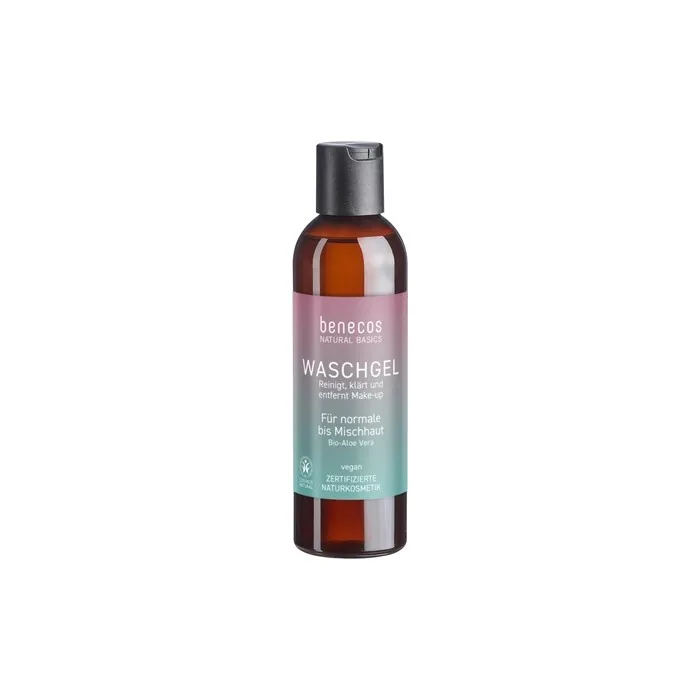 Benecos Natural Basics Organic Aloe Vera Cleansing Gel 200ml - Vegan - Dermatologically Tested
