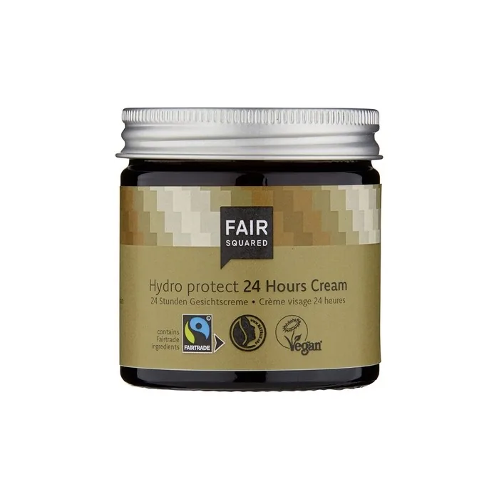 FAIR SQUARED 24h Cream 50ml Intensive Care for Dry Skin - Vegan Fairtrade Natural Cosmetics in Zero Waste Glass Jar