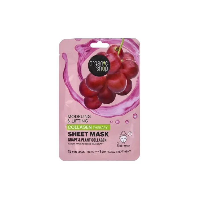 Organic Shop Sheet Mask Collagen Therapy Grape & Plant Collagen