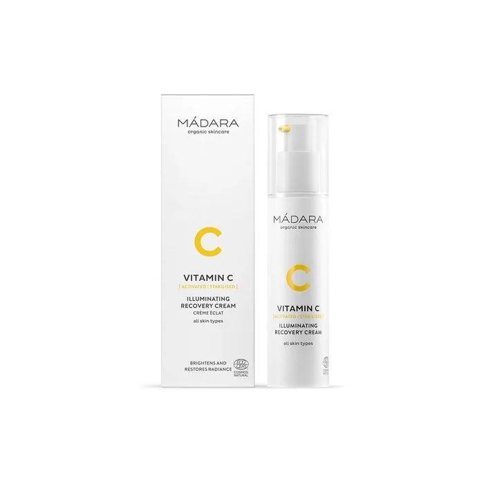 MÁDARA Vitamin C Illuminating Recovery Cream Organic Skincare with Hyaluronic Acid and Algae Extract 50ml