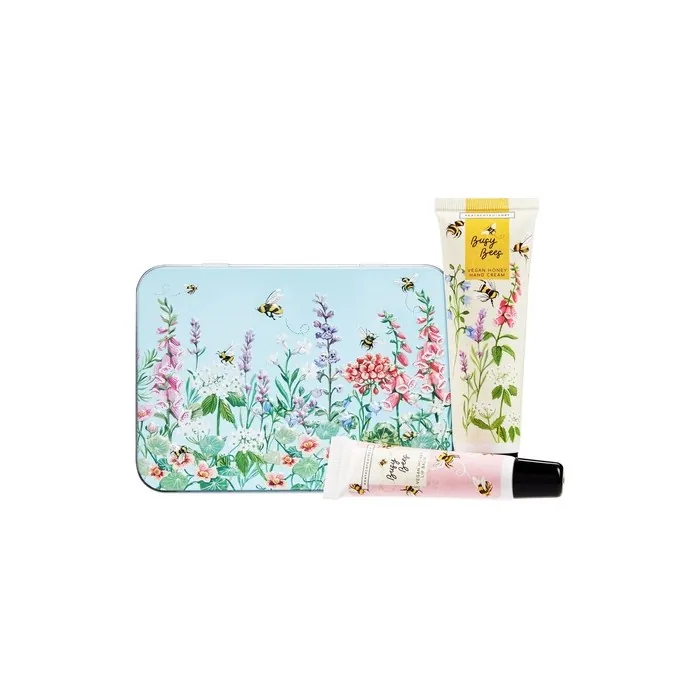 Heathcote & Ivory Busy Bees Hand & Lip Tin 50ml Hand Cream 10ml Lip Balm Enriched With Essential Oils Cruelty Free Vegan Friendly Travel Friendly Sizes Duo