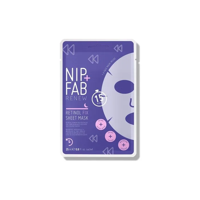 Nip + Fab Retinol Fix Sheet Mask for Face with Coconut Water and Edelweiss Flower Extract 24ml
