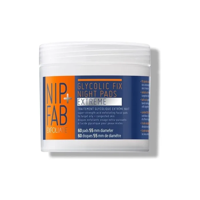 Nip + Fab Glycolic Acid Night Face Pads with Salicylic and Hyaluronic Acid 60 Pads 76g