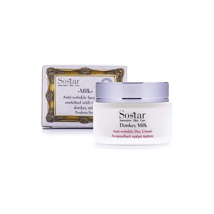 Sostar Anti-Wrinkle Face Day Cream with Donkey Milk Intensive Natural Anti-Aging Cream for Mature Skin