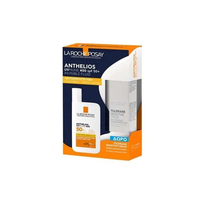 La Roche Posay Anthelios Uvmune 400 Spf50 Invisible Fluid 50ml & Toleriane Sensitive Cream 15ml
