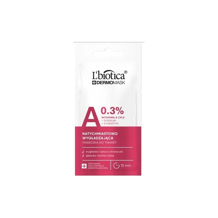 L'Biotica Dermomask Instant Smoothing Mask With Vitamin A, 8 Ml