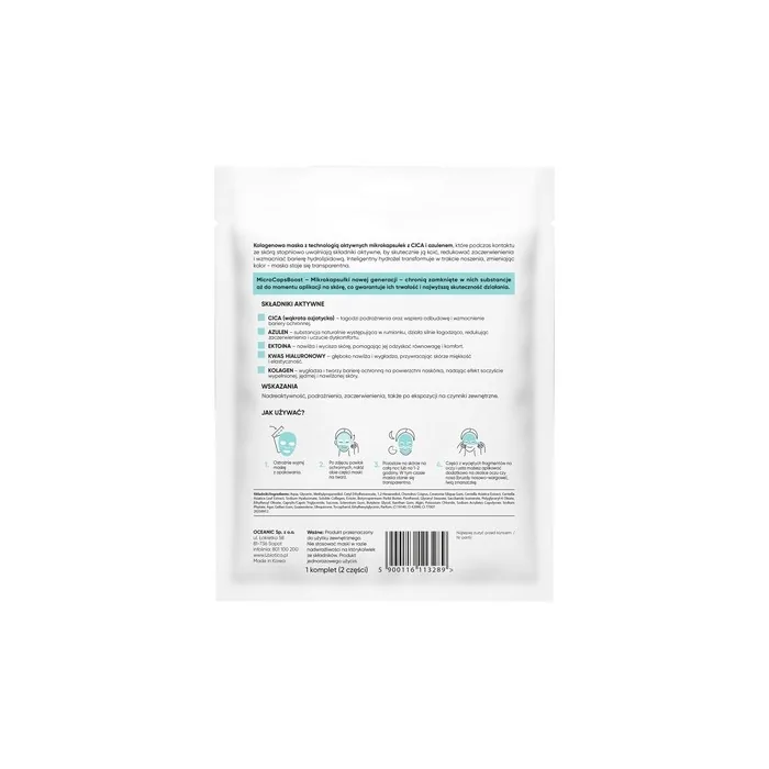 Lbiotica Transforming Hydrogel Collagen Mask With Cica And Azulene Soothing And Reducing Redness
