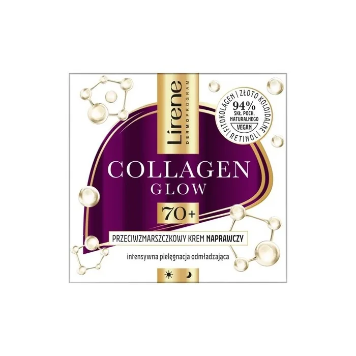 Lirene Collagen Glow 70+ Anti-Wrinkle Repair Cream with Colloidal Gold and Retinol 50ml