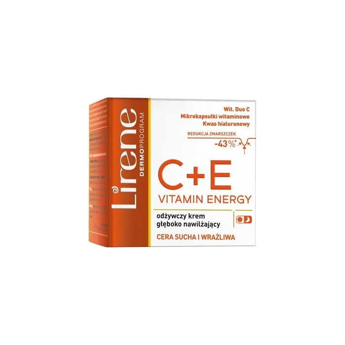 Lirene Vitamin Energy C + E Nourishing Cream 50ml - Reduces Wrinkles And Deeply Moisturizes Dry And Sensitive Skin