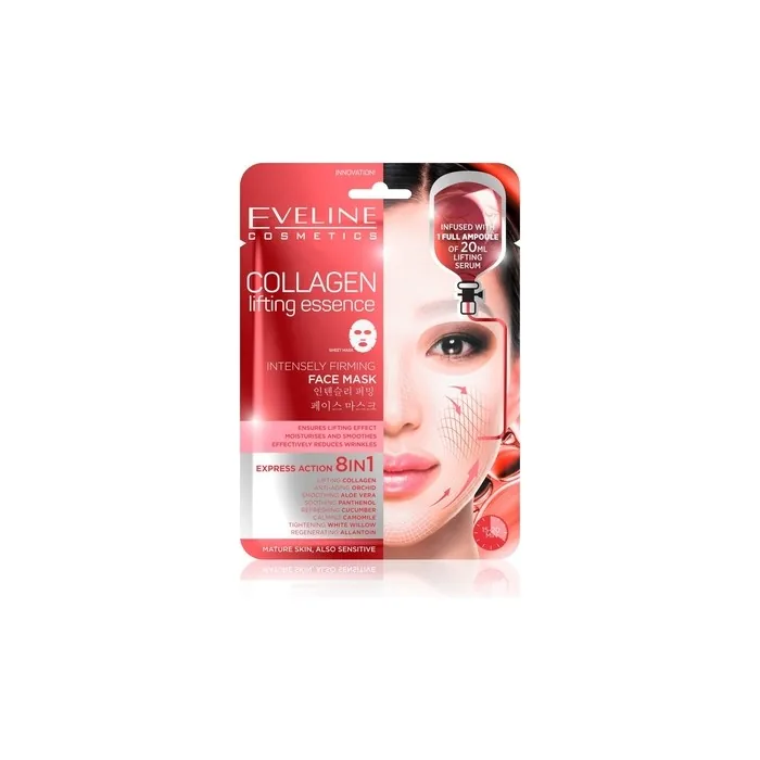 Eveline Cosmetics Collagen Essence Lifting Sheet Mask 8-in-1 Korean Formula