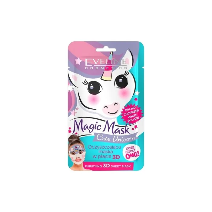 Eveline Cosmetics Magic Mask Cleaning Cloth Mask 3D Cute Unicorn