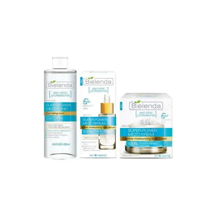 Bielenda Skin Clinic Super Power Mezo Hydrating Anti-Age Face Cream Serum Tonic