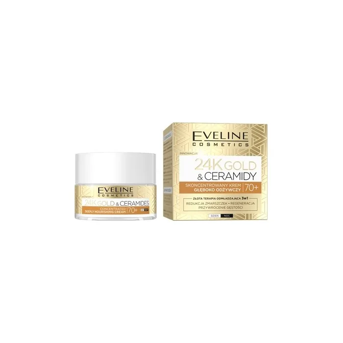Eveline Cosmetics 24k Gold & Ceramides Concentrated Deeply Nourishing Cream For Day And Night 70+ 50ml