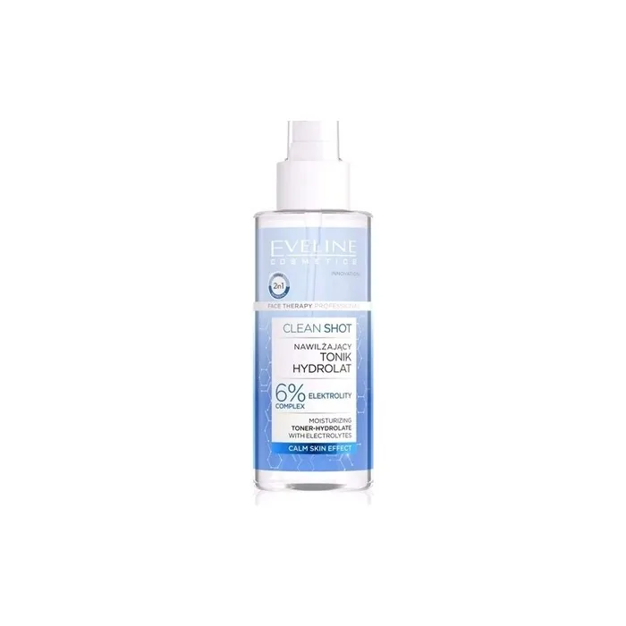 Eveline Clean Shot Moisturizing Toner Hydrolate 6 Electrolytes Spray