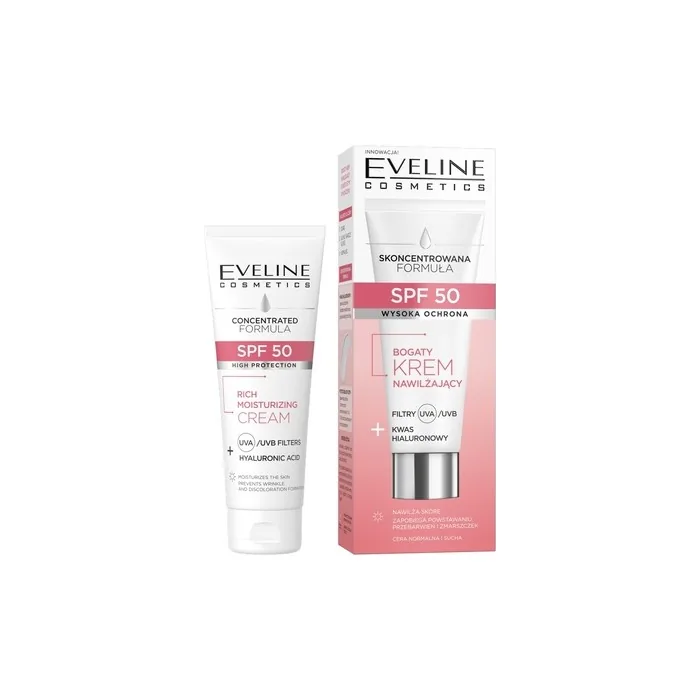 Eveline Rich Moisturizing Cream Spf50 With Hyaluronic Acid For Normal And Dry Skin 30ml
