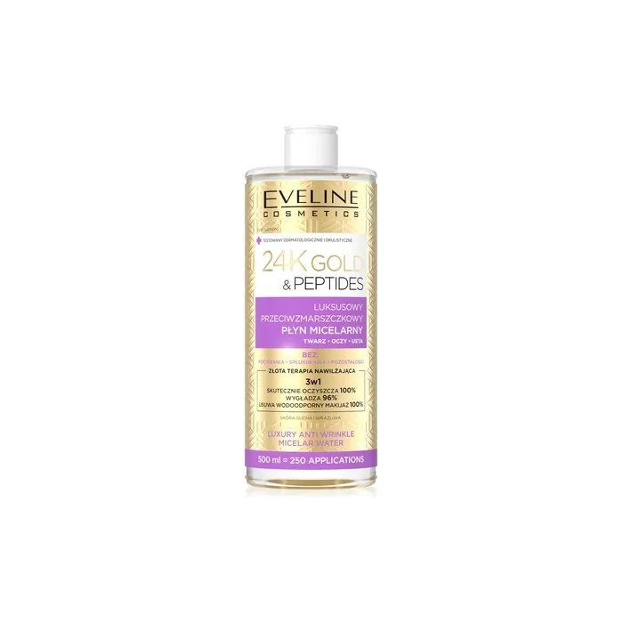 Eveline 24k Gold & Peptides Luxury Antiwrinkle Micellar Liquid 3 In 1 500 Ml