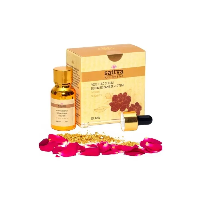 Sattva Rose Gold Face Oil Serum with Rose Oil and 23K Gold for Elasticity and Smoothing 15ml