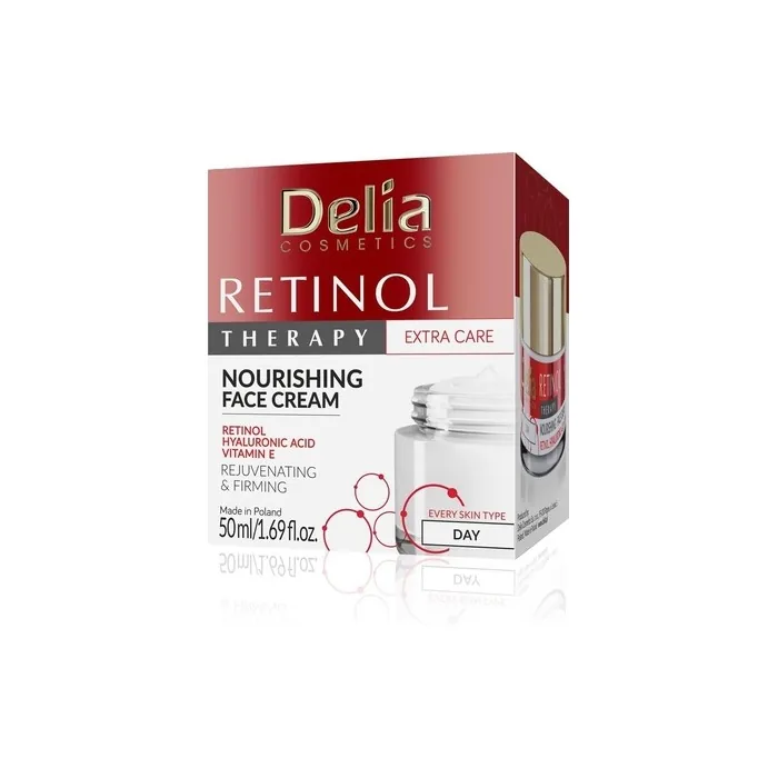 Delia Cosmetics Retinol Therapy Face Cream for Every Skin Type Firming and Nourishing with Hyaluronic Acid and Retinol 50ml