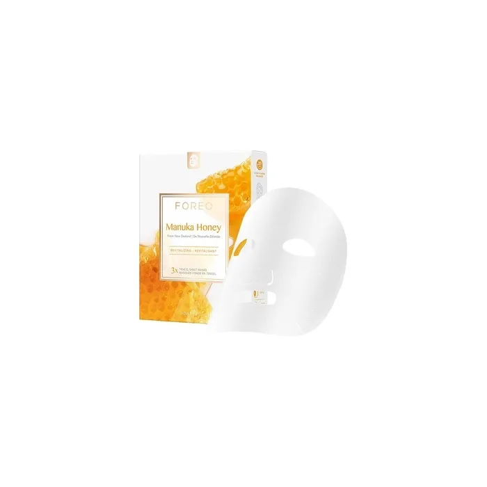 FOREO Manuka Honey Revitalizing Facial Sheet Mask for Dry and Fatigued Skin 3 Pack Anti-Aging Deeply Nourishing Clean Formula - Compatible with UFO Devices