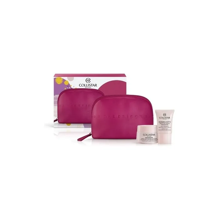 Collistar Smoothing Anti Wrinkle Cream 50ml + Rigenera Night Cream 15ml + Fuchsia Cosmetic Bag