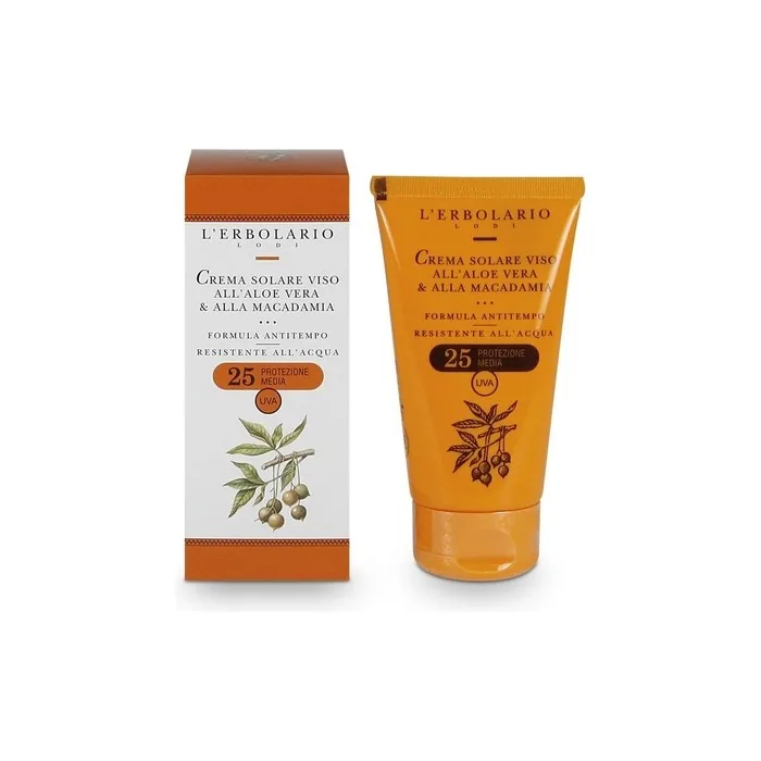L'Erbolario Face Sun Cream with Aloe Vera and Macadamia Nut SPF 25