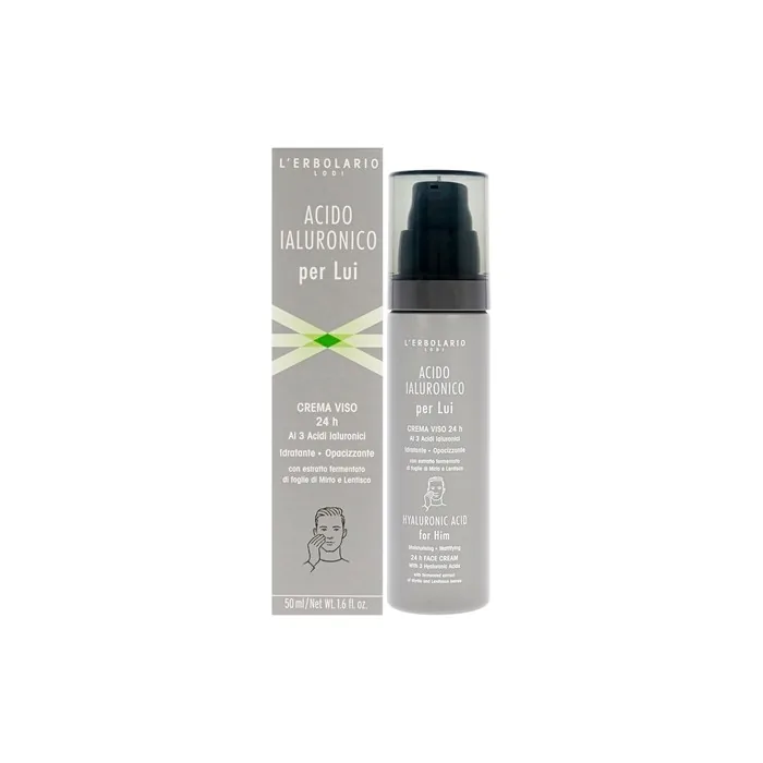 Hyaluronic Acid Moisturizing Mattifying Face Cream by Lerbolario for Men 1.6 Oz