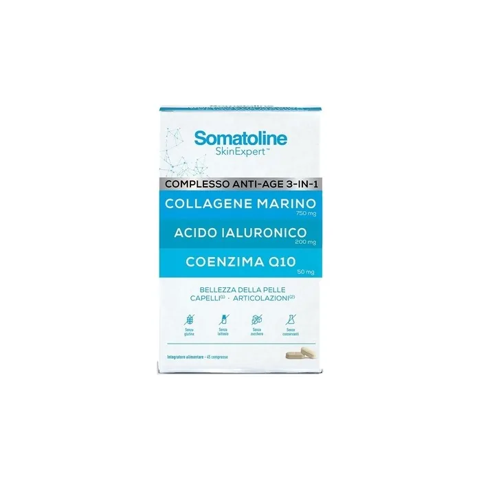 Somatoline Anti-Aging 3-in-1 Dietary Supplement with Collagen, Hyaluronic Acid, and Coenzyme Q10 45 Tablets
