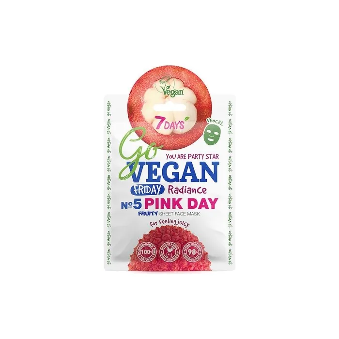 7days Go Vegan Pink Day Radiance Sheet Face Mask 25 Grams