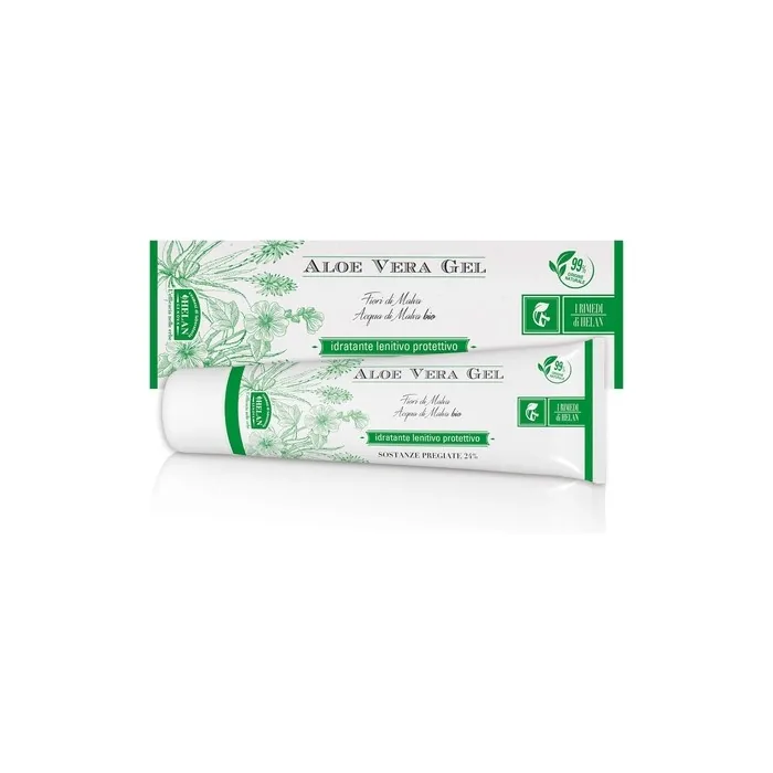 Helan I Rimedi Aloe Vera Gel for Face and Body 99% Natural Origin Vegan Moisturising Soothing Protective Cooling Action for Dry Cracked Skin and Sunburn Relief Made in Italy 100ml