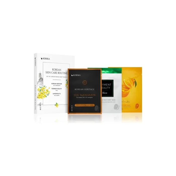 Korika Brightening Sheet Masks Set Of 3 Korean Skin Care Routine