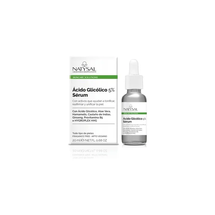 Glycolic Acid 5 Serum 20ml Skin Peeling Even Skin Aloe Vera Ginseng All Skin Types Made In Spain Natysal