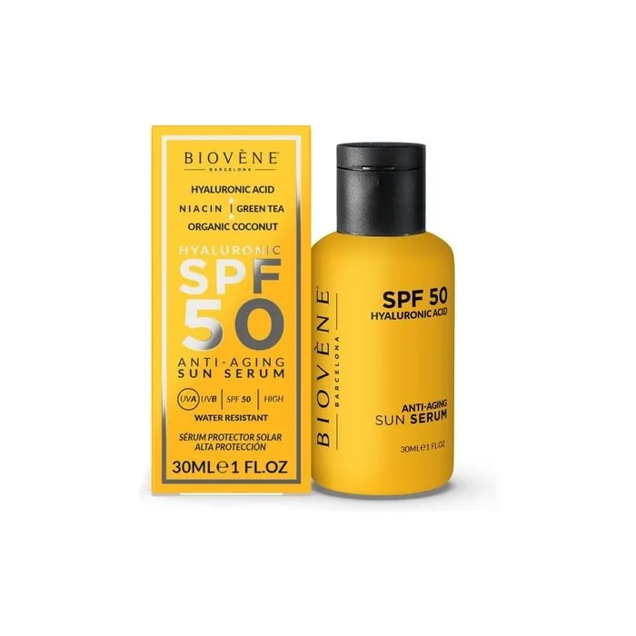 Biovene HYALURONIC Anti-Aging SPF 50 Moisturizing Sun Serum High Protection with Organic Coconut 30ml