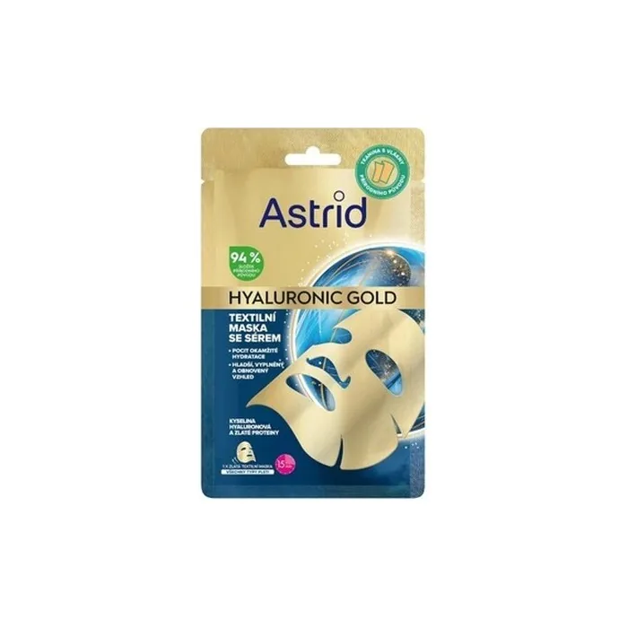 Astrid Hyaluronic Gold Mask A Textile Mask With Golden Proteins For Smoother Appearance And Volume Restoration Of The Skin