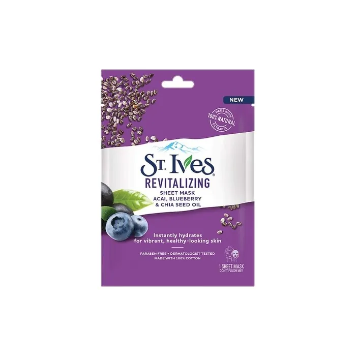 St Ives Revitalising Acai, Blueberry and Chia Seed Oil Sheet Mask 23ml